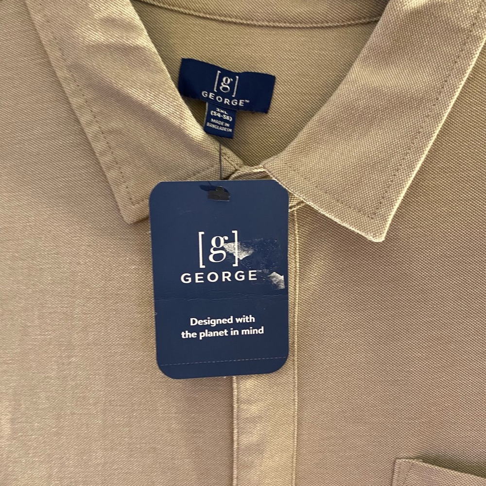 George Men's Casual Beige Button Down Shirt